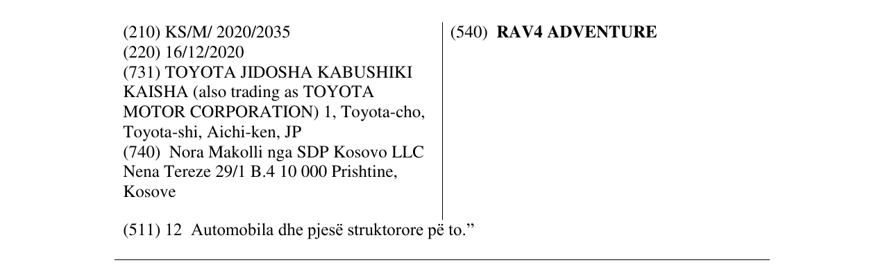 Zëri i markës RAV4 ADVENTURE në buletin