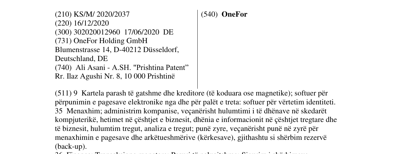 Zëri i markës OneFor në buletin
