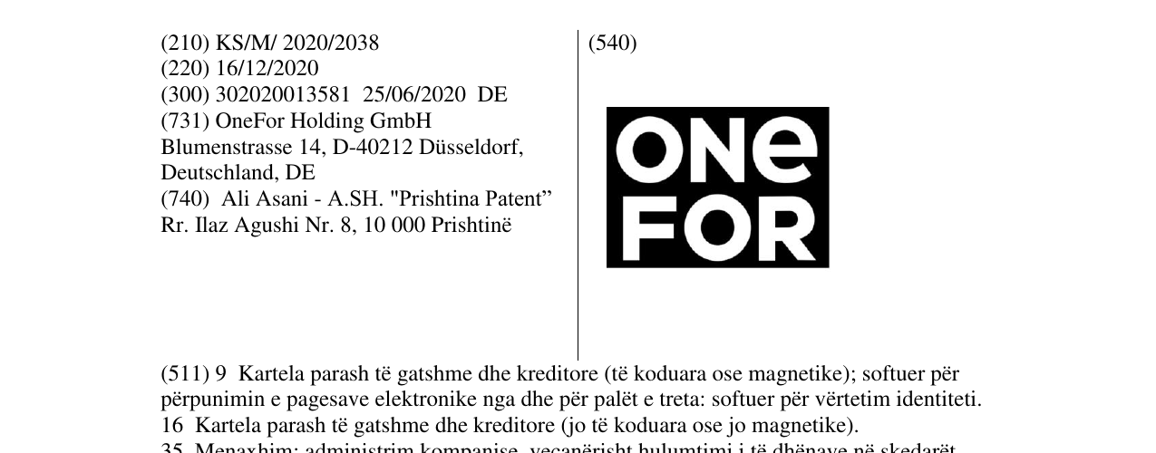 Zëri i markës ONE FOR në buletin