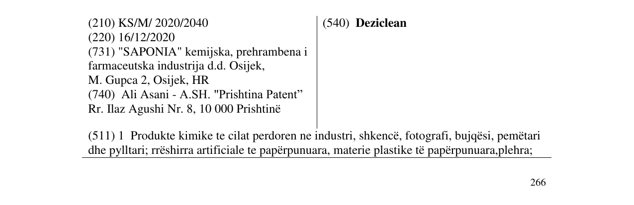 Zëri i markës Deziclean në buletin