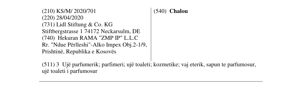 Zëri i markës Chalou në buletin