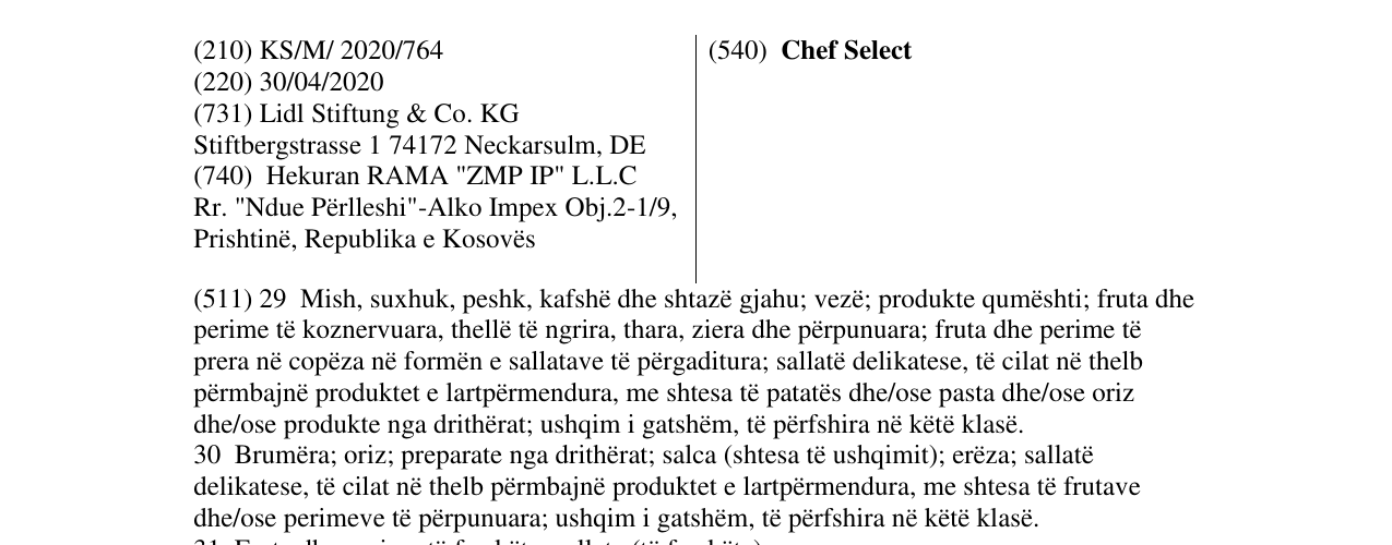 Zëri i markës Chef Select në buletin