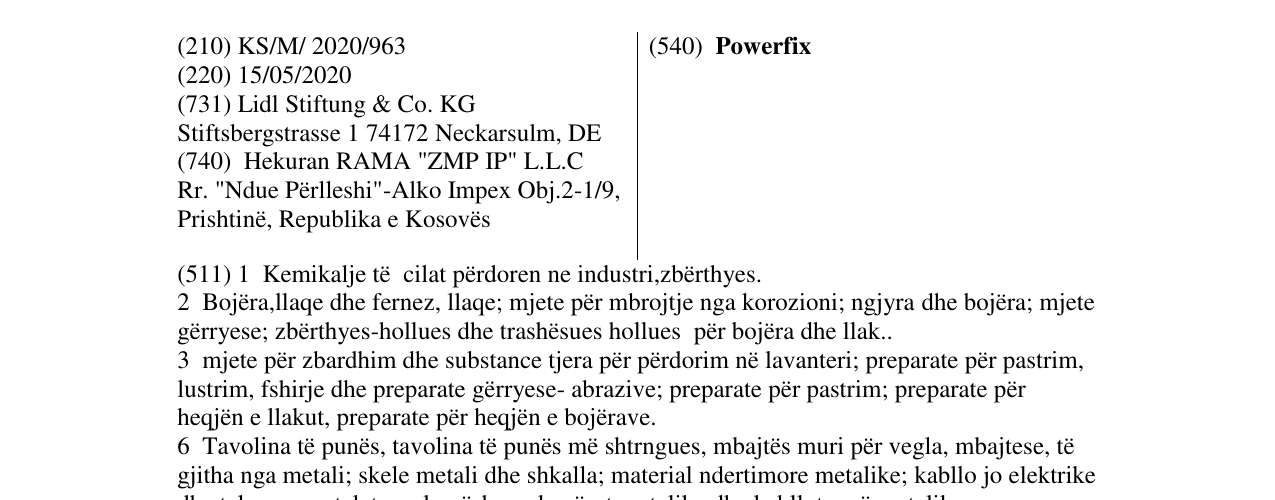 Zëri i markës Powerfix në buletin