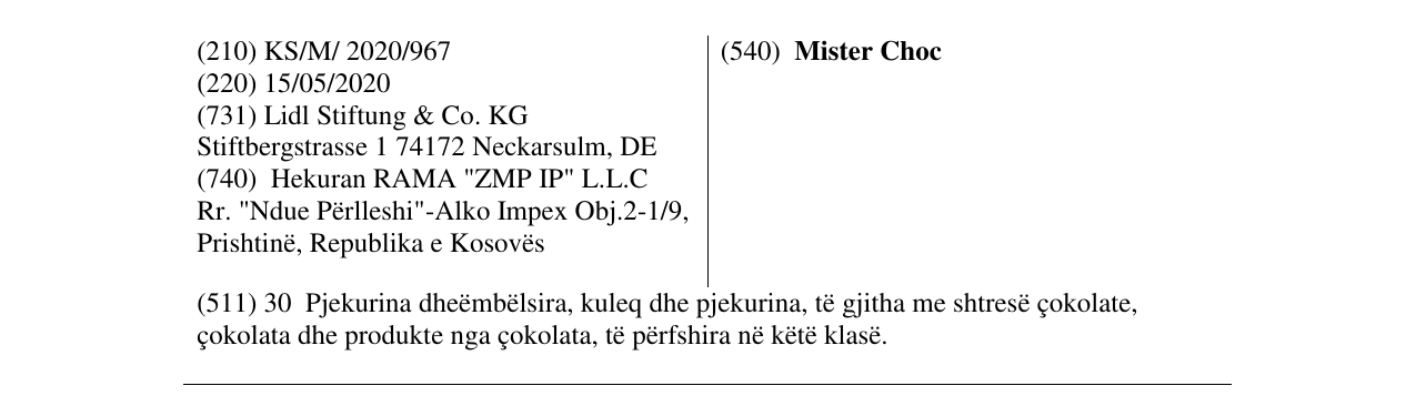 Zëri i markës Mister Choc në buletin