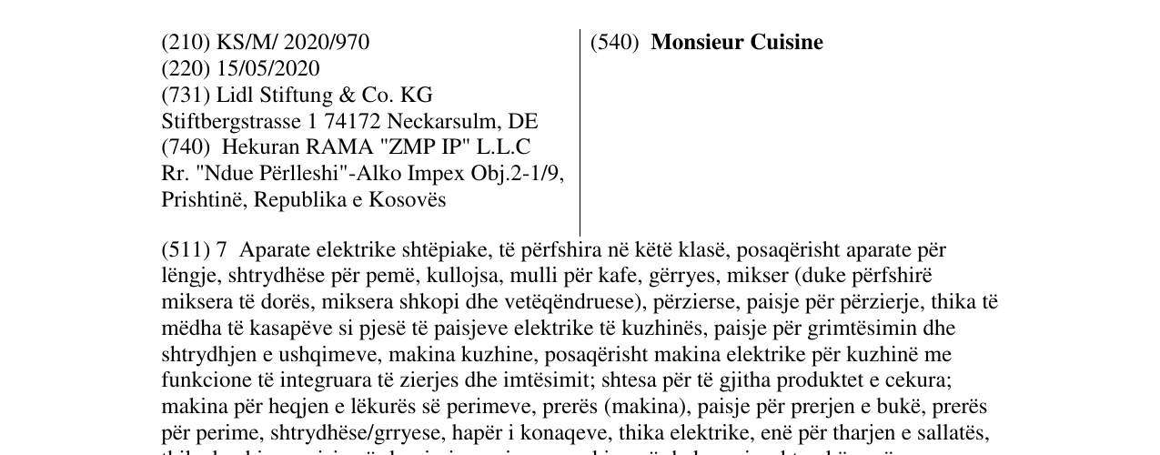 Zëri i markës Monsieur Cuisine në buletin