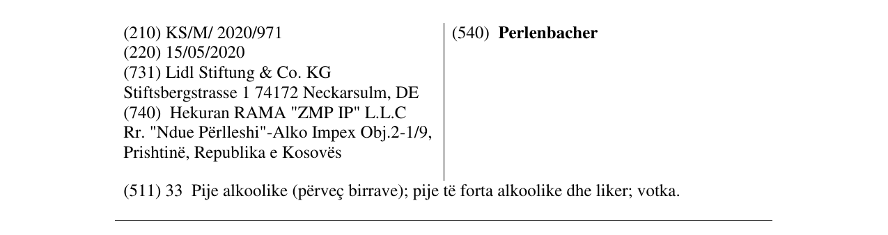 Zëri i markës Perlenbacher në buletin