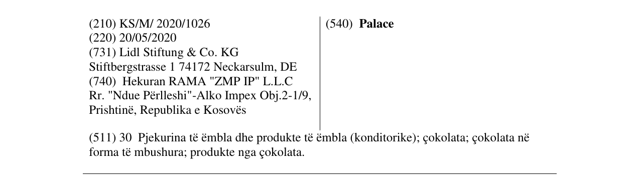 Zëri i markës Palace në buletin
