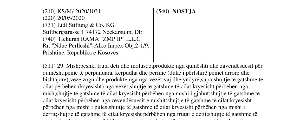 Zëri i markës NOSTJA në buletin