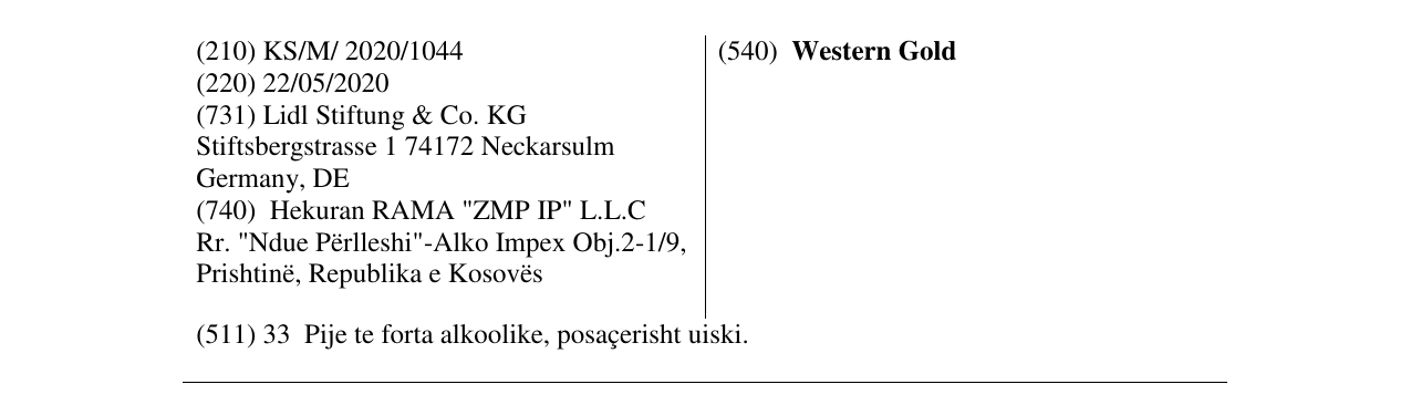 Zëri i markës Western Gold në buletin
