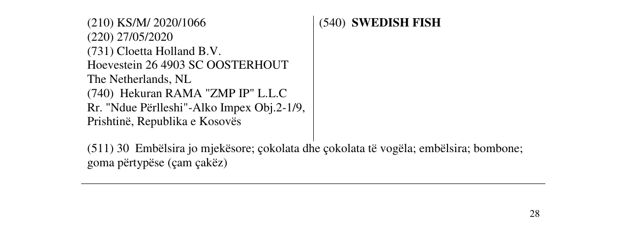 Zëri i markës SWEDISH FISH në buletin