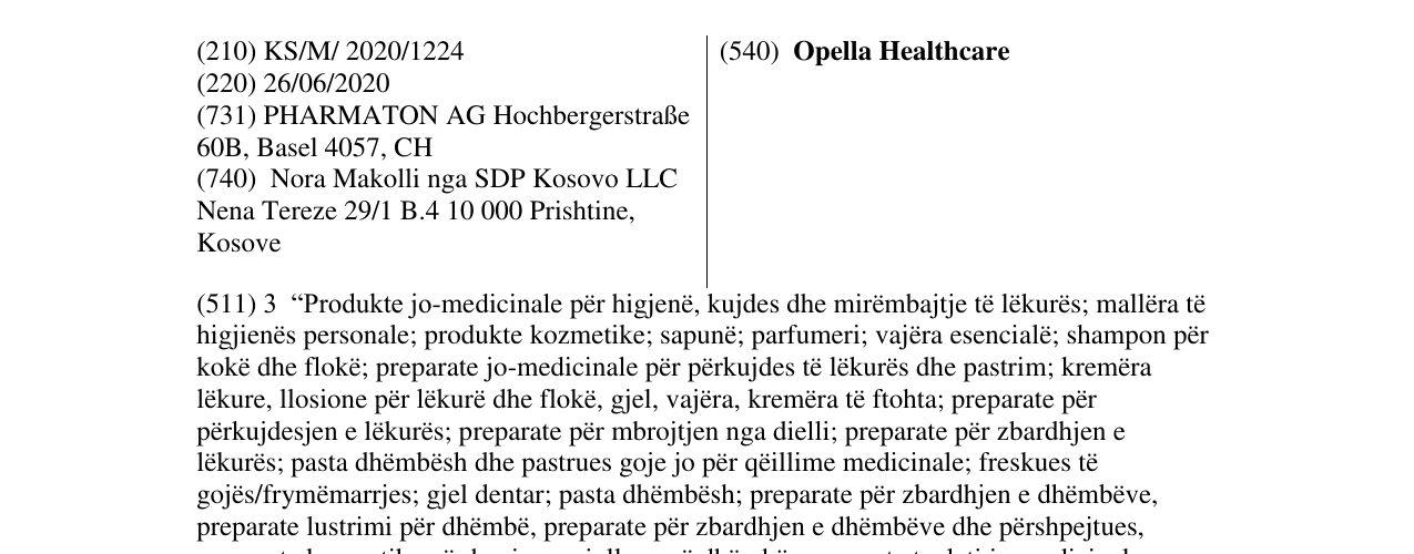 Zëri i markës Opella Healthcare në buletin