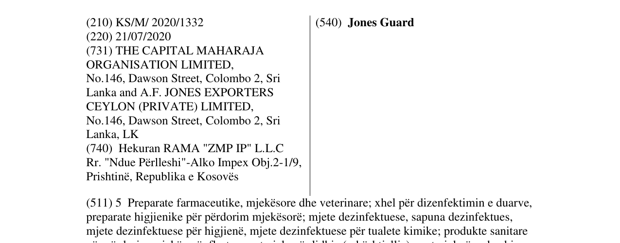 Zëri i markës Jones Guard në buletin