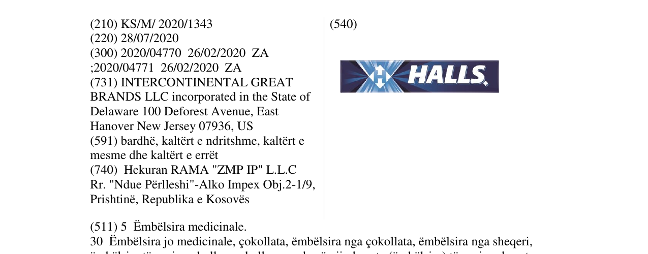 Zëri i markës HALLS në buletin