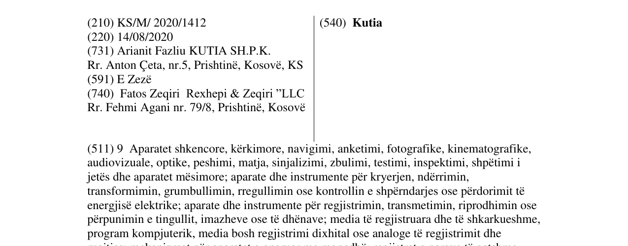 Zëri i markës Kutia në buletin