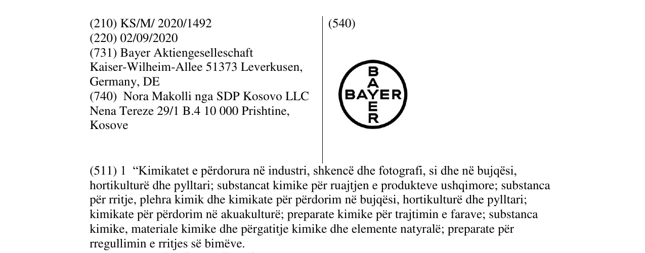 Zëri i markës BAYER në buletin