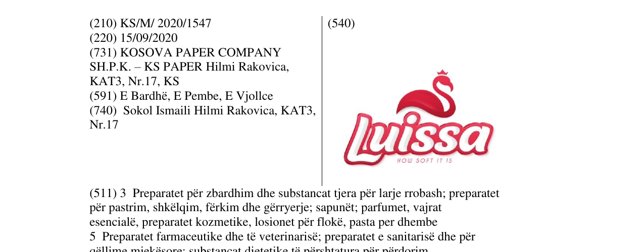 Zëri i markës LUISSA HOW SOFT IT IS në buletin