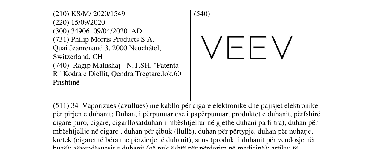 Zëri i markës VEEV në buletin