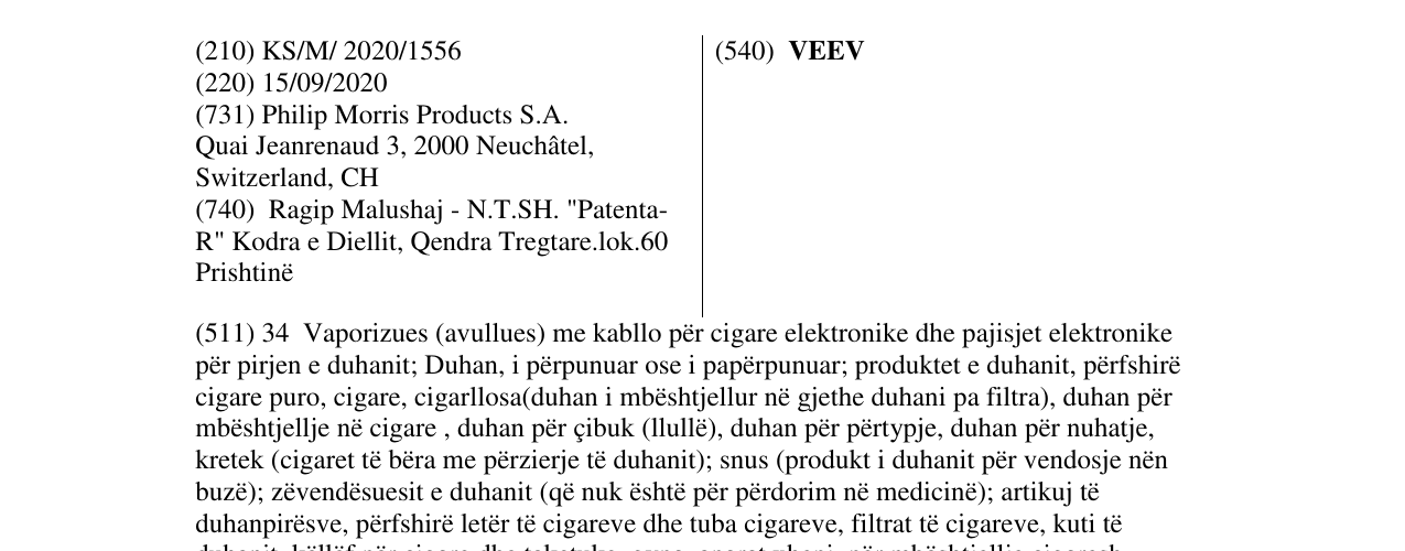 Zëri i markës VEEV në buletin