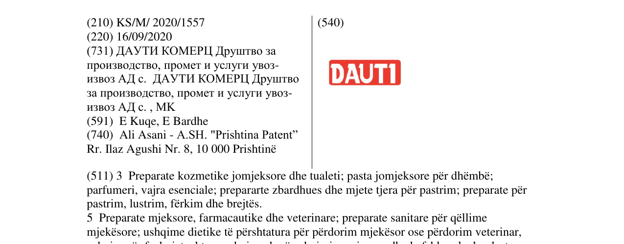 Zëri i markës DAUTI në buletin