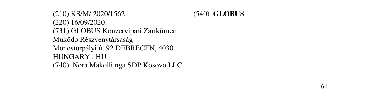 Zëri i markës GLOBUS në buletin