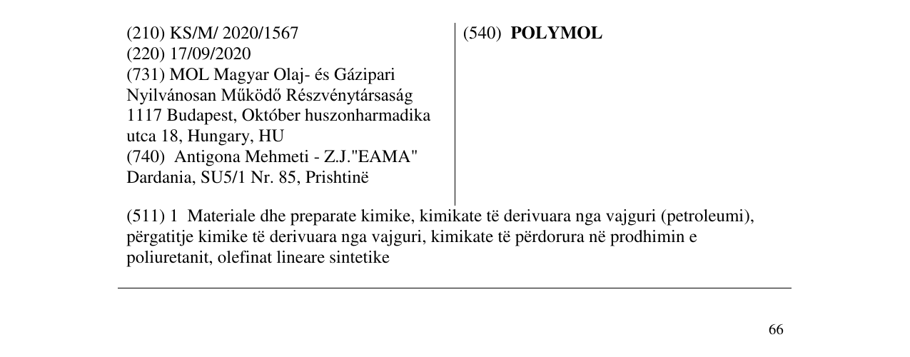 Zëri i markës POLYMOL në buletin