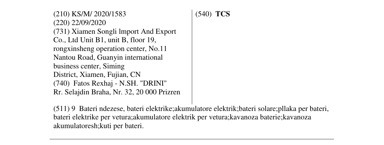 Zëri i markës TCS në buletin