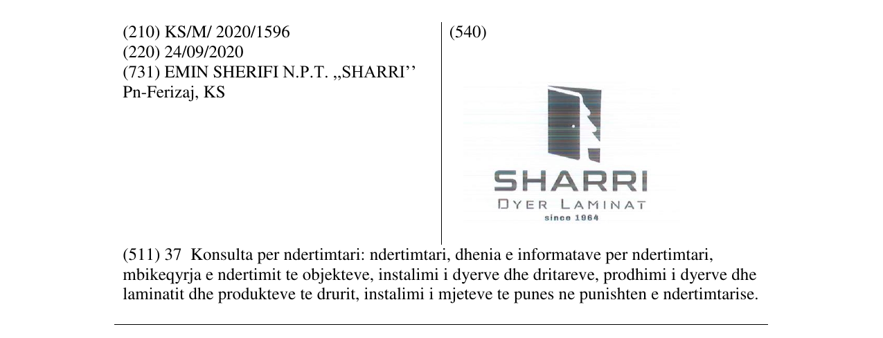 Zëri i markës SHARRI-DYER LAMINAT në buletin