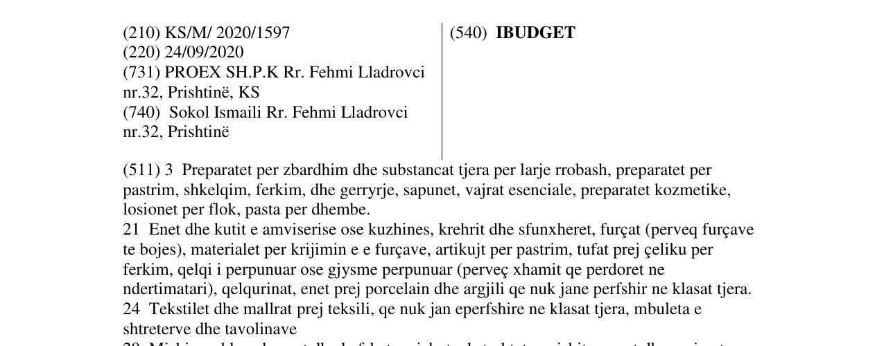 Zëri i markës IBUDGET në buletin