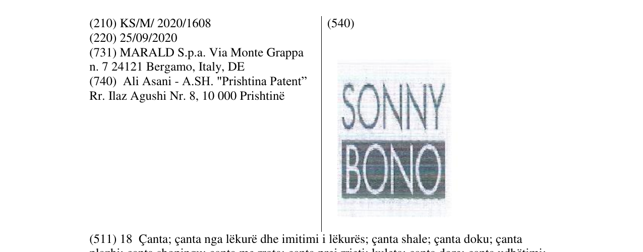 Zëri i markës SONNY BONO në buletin