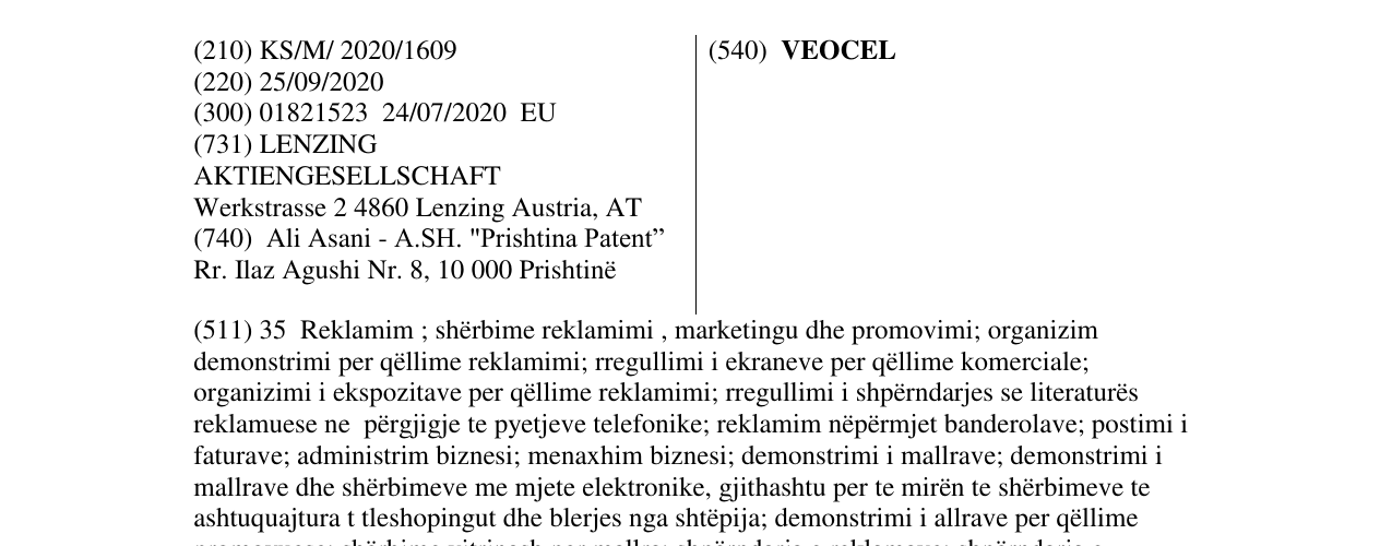 Zëri i markës VEOCEL në buletin