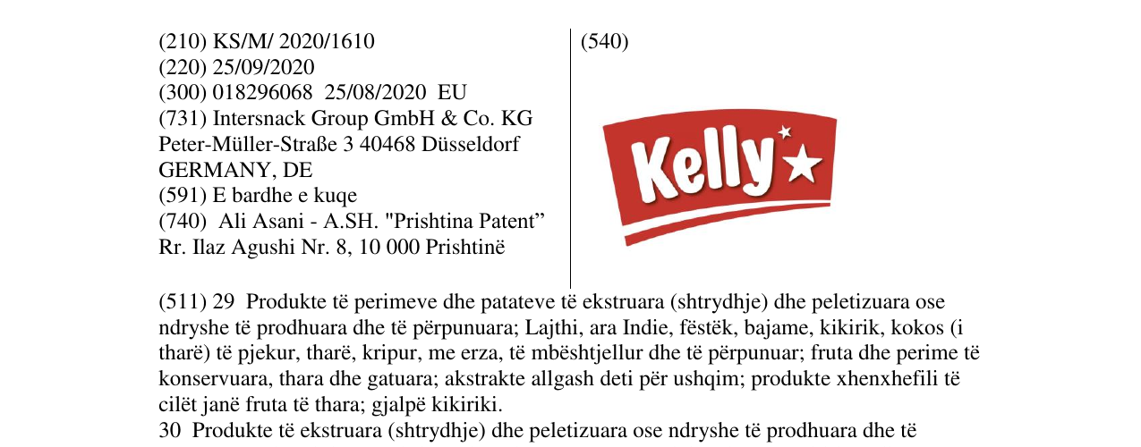 Zëri i markës Kelly në buletin