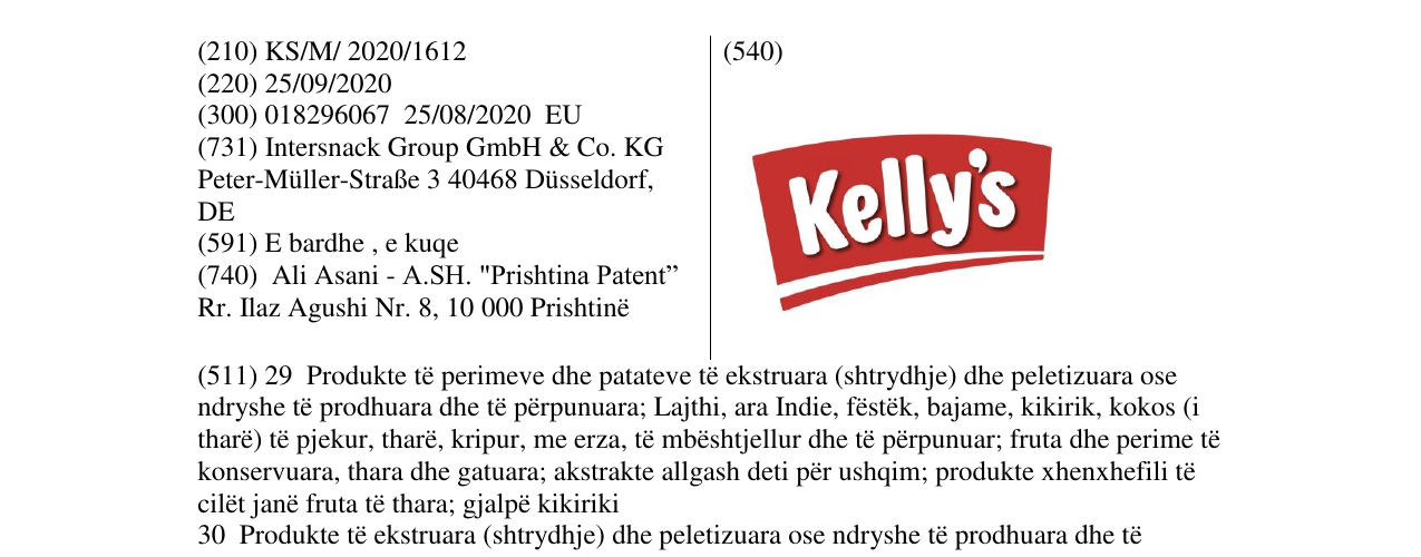 Zëri i markës Kelly's Fig në buletin