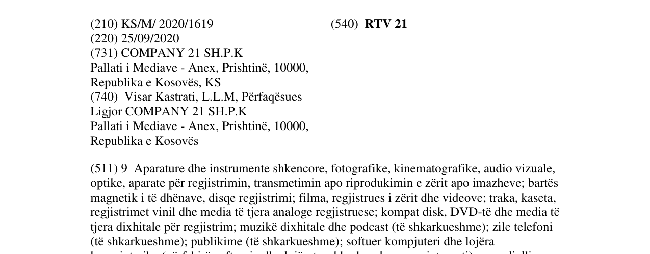 Zëri i markës RTV 21 në buletin