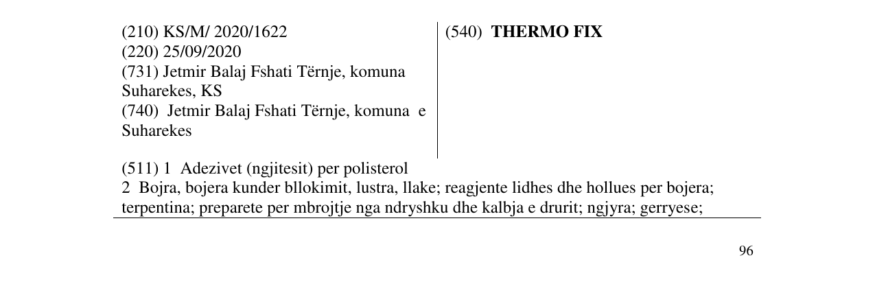Zëri i markës THERMO FIX në buletin