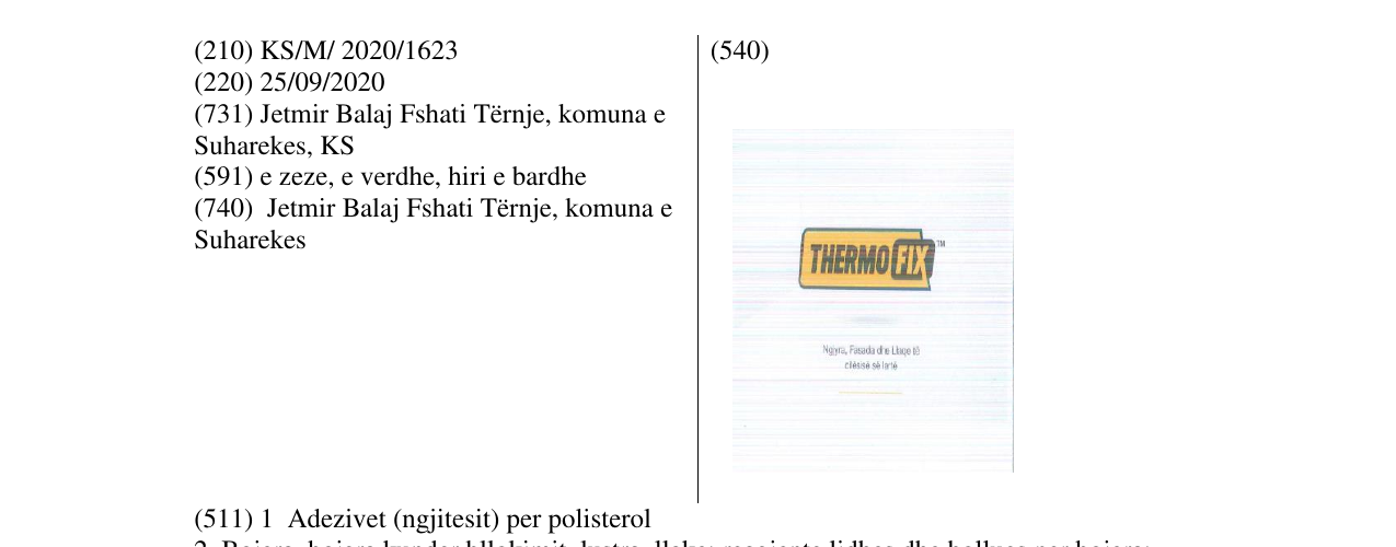 Zëri i markës thermo fix në buletin