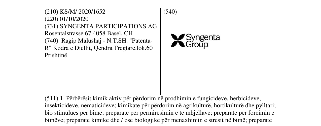Zëri i markës Syngenta group në buletin
