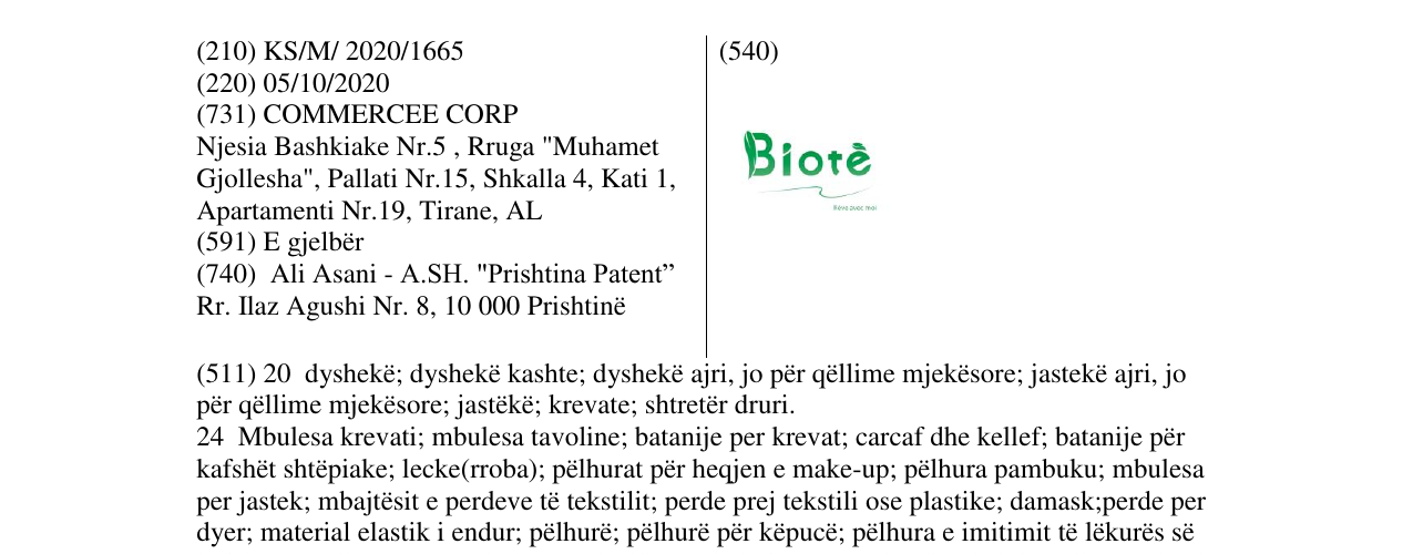 Zëri i markës Biote në buletin
