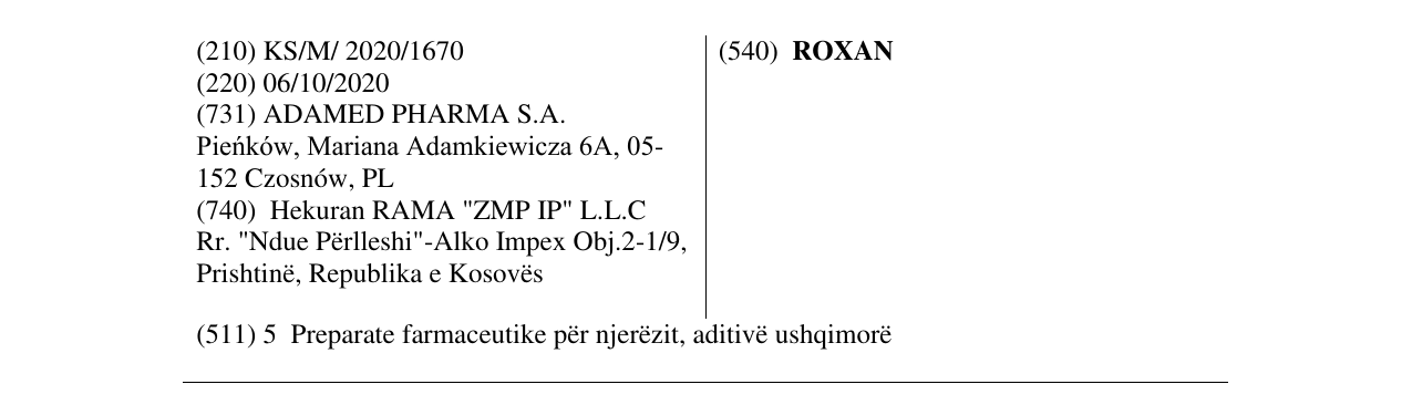Zëri i markës ROXAN në buletin