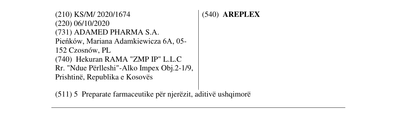 Zëri i markës AREPLEX në buletin