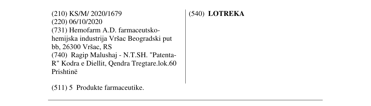 Zëri i markës LOTREKA në buletin