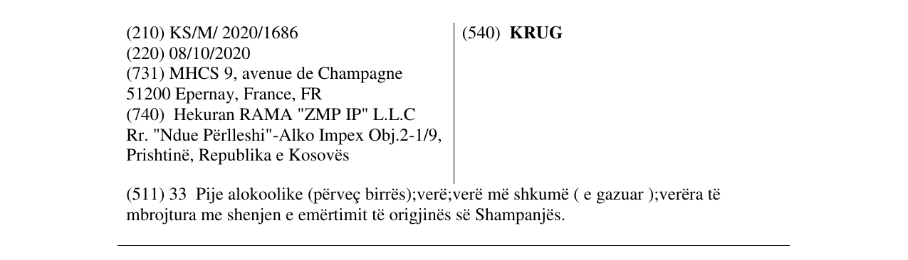 Zëri i markës KRUG në buletin