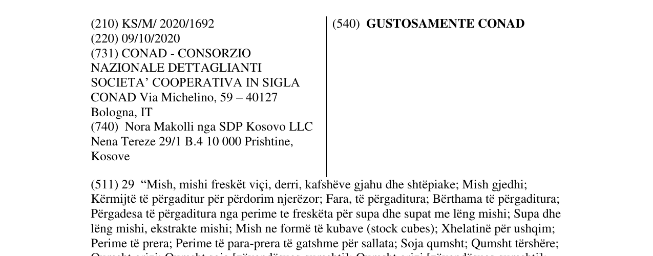 Zëri i markës GUSTOSAMENTE CONAD në buletin