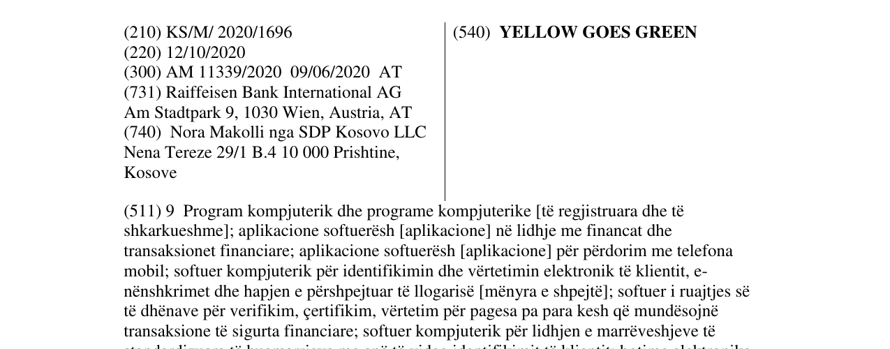Zëri i markës YELLOW GOES GREEN në buletin