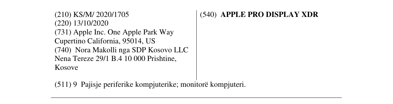 Zëri i markës APPLE PRO DISPLAY XDR në buletin