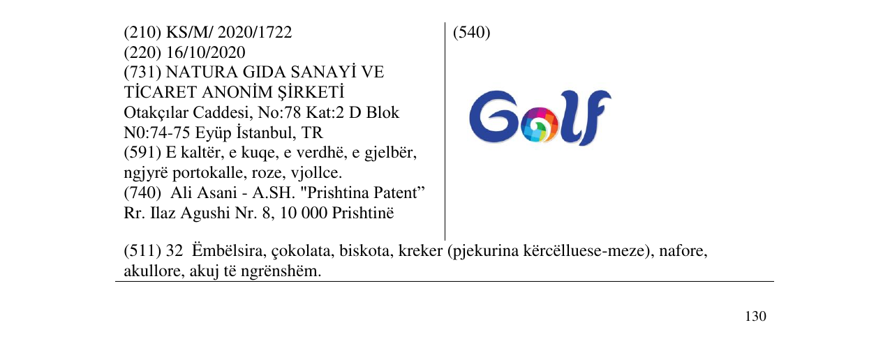 Zëri i markës Golf në buletin