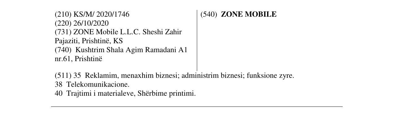 Zëri i markës ZONE MOBILE në buletin
