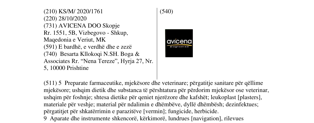 Zëri i markës avicena diagnostica në buletin