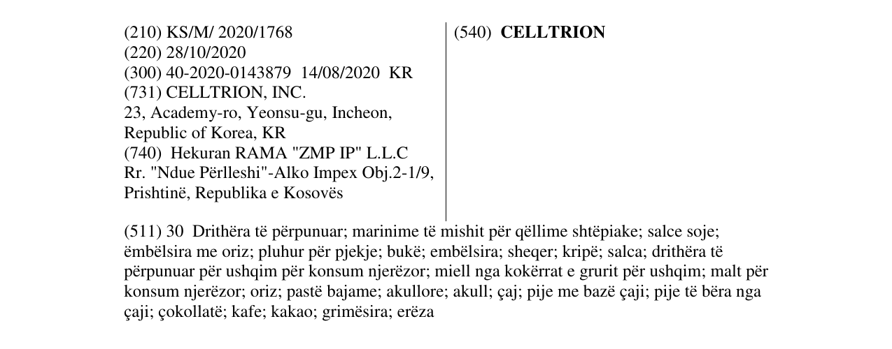 Zëri i markës CELLTRION në buletin