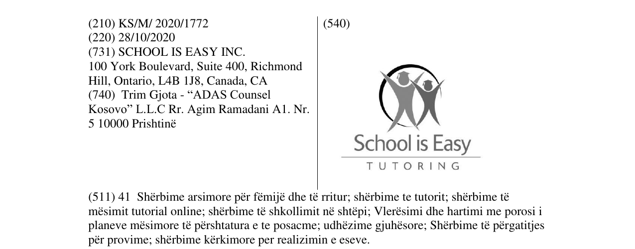 Zëri i markës SCHOOL IS EASY TUTORING në buletin