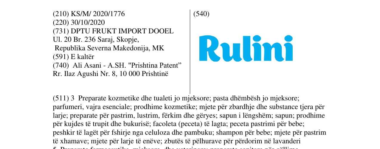Zëri i markës Rulini në buletin